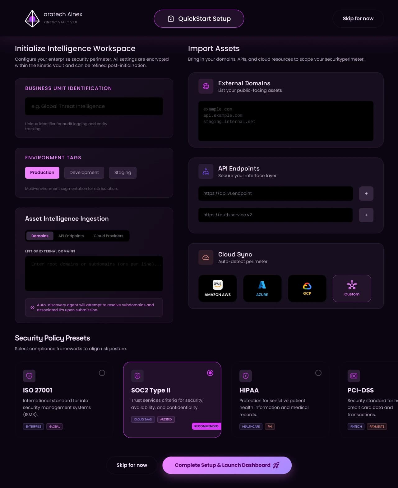 Guided onboarding and baseline setup